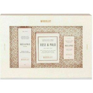 WOODLOT 3-Pc. Rose & Palo Holiday Gift Set Mist Candle Essential Oil
